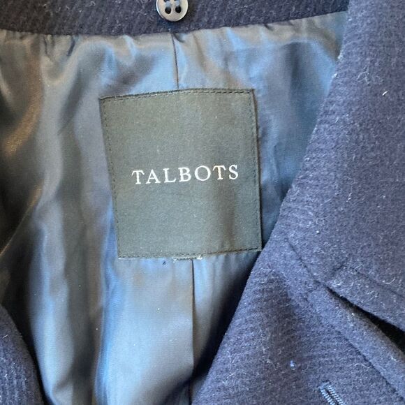 Talbots Navy Blue Peacoat Women's 14 Wool Blend Classic Preppy Luxury - Picture 3 of 8